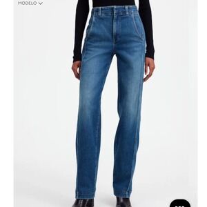 Madewell High Rise Straight Leg Seamed Jeans Medium Wash DM7721 Size 33
